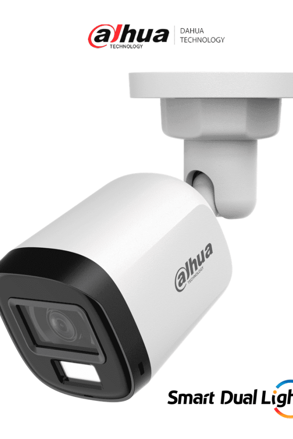 DAHUA DH-HAC-B2A21N-U-IL-A- Cámara Bullet de 2 Megapíxeles/ Lente de 2.8 mm Apertura de Hasta 100°/ Micrófono Integrado/ Iluminador Dual Inteligente de Hasta 30Mts de IR y 20Mts Luz Calida/ Para Exterior IP67/ Metálica/